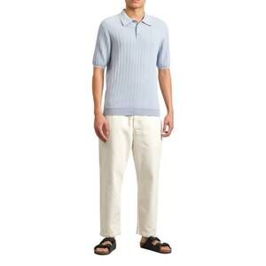 NEW WAX LONDON naples vertical knit pattern polo in blue
